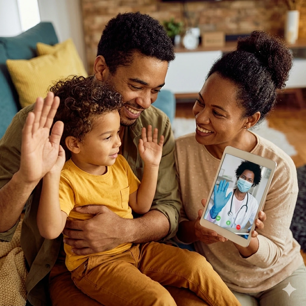 Família em atendimento online